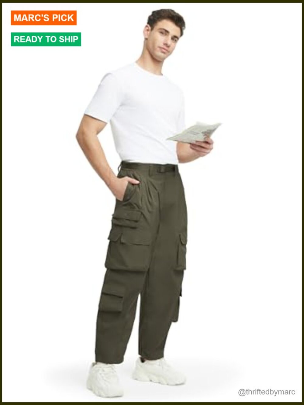 Men's Cargo Pants Elastic Waist Hiking Joggers Lightweight Outdoor Pants - Picture 6 of 7